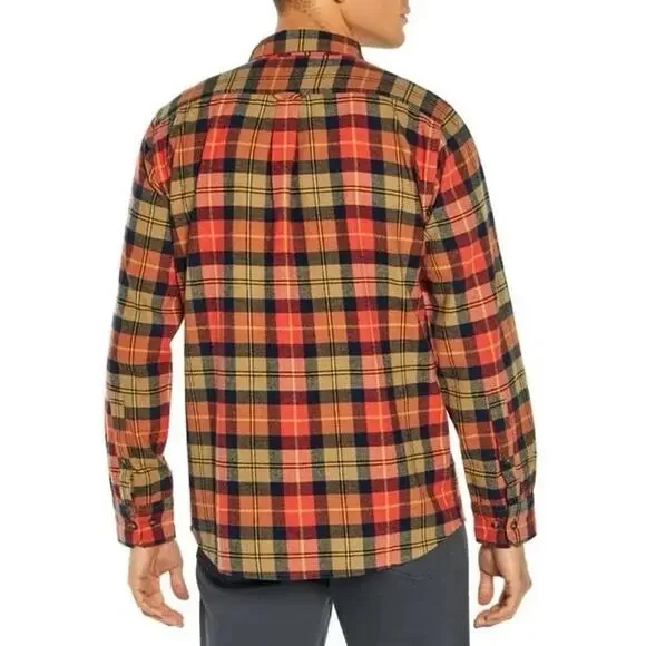 Eddie Bauer Mens Flannel Shirt XXL Orange Bristol Harvest Plaid Button Up Cotton - Picture 14 of 14
